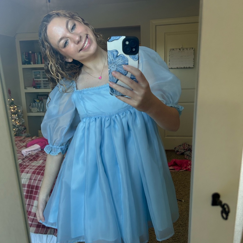 blue baby doll dress